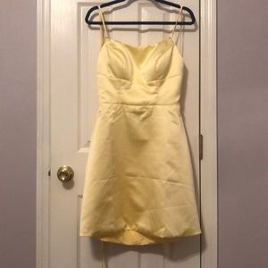 Yellow satin homecoming dress